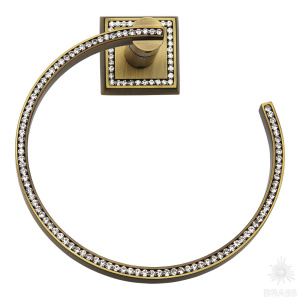 3510-75-013 Держатель для полотенец, латунь с кристаллами Swarovski, состаренная латунь