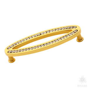 2577-030-96 Ручка скоба с кристаллами Swarovski, глянцевое золото 24K