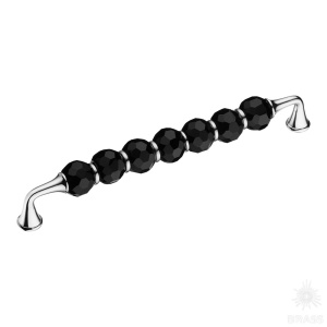 2537-520-192-BLACK Ручка скоба с кристаллами, глянцевый хром 192 мм