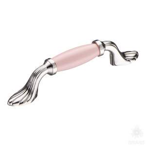 1640-51-96-PINK Ручка скоба, розовый/глянцевый никель 96 мм