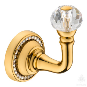 1471-003L Крючок однорожковый с кристаллами Swarovski, глянцевое золото