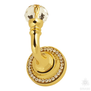 1471-030L Крючок однорожковый с кристаллами Swarovski, глянцевое золото 24K