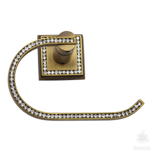 3514-75-013 Держатель для туалетной бумаги, латунь с кристаллами Swarovski, состаренная латунь